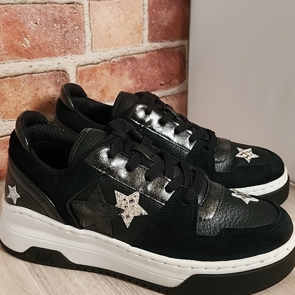 Michael Kors Black Lexi Embellished Mixed-Media Sneaker Women's 8.5 NIB